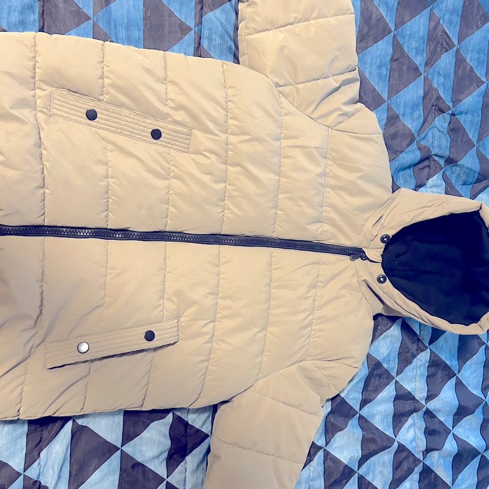 Fashion Nova Beige Hooded Puffer Jacket